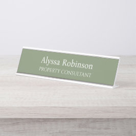 Sage Green Professionele Bureaunaam Bord Bureau Naambordje