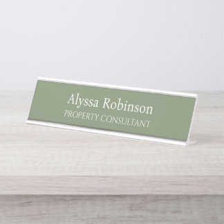 Sage Green Professionele Bureaunaam Bord Bureau Naambordje