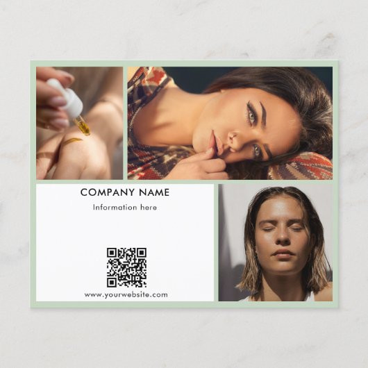 Sage Green Promotional Beauty Salon Photo QR Code Flyer (Voorkant)