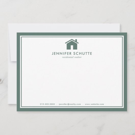 Sage Green Pset Personalized Real Estate Agent Notitiekaartje (Voorkant)