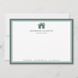 Sage Green Pset Personalized Real Estate Agent Notitiekaartje