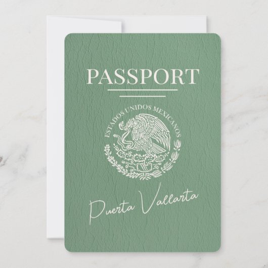 Sage Green Puerta Vallarta Passport Wedding Kaart (Achterkant)
