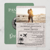 Sage Green Puerto Rico Paspoort Uitnodiging voor h (Voorkant / Achterkant)