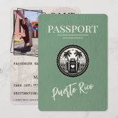 Sage Green Puerto Rico Passport Save The Date (Voorkant / Achterkant)