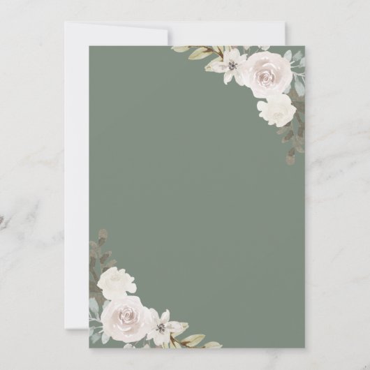 Sage Green Pumpkin Floral Herfst Baby shower Kaart (Achterkant)