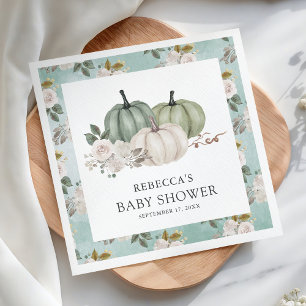 Sage Green Pumpkin Floral Herfst Baby shower Servet