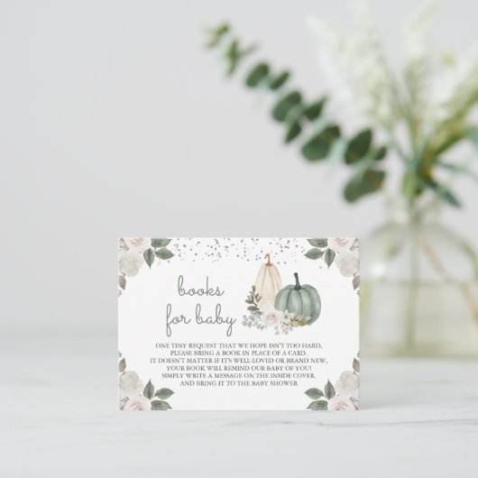 Sage Green Pumpkin Floral Herfst Book Request Informatiekaartje (Staand voorkant)