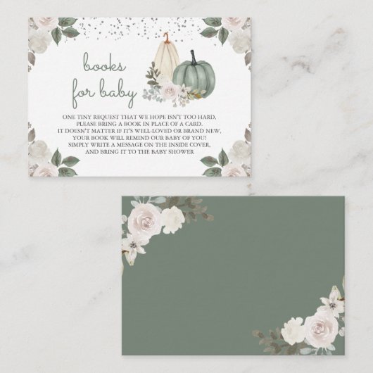 Sage Green Pumpkin Floral Herfst Book Request Informatiekaartje (Voorkant / Achterkant)