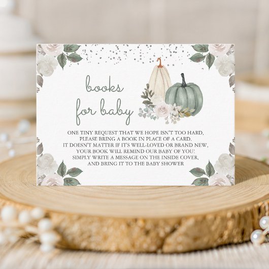 Sage Green Pumpkin Floral Herfst Book Request Informatiekaartje