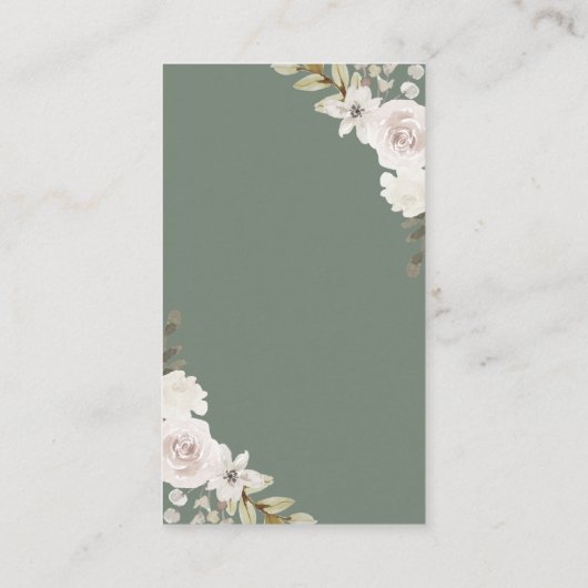 Sage Green Pumpkin Floral Herfst Diaper Raffle Informatiekaartje (Achterkant)