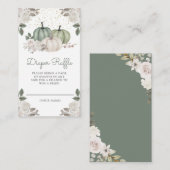 Sage Green Pumpkin Floral Herfst Diaper Raffle Informatiekaartje (Voorkant / Achterkant)