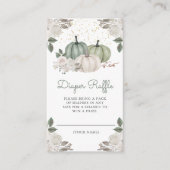 Sage Green Pumpkin Floral Herfst Diaper Raffle Informatiekaartje (Voorkant)