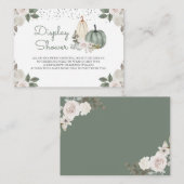 Sage Green Pumpkin Floral Herfst Display Shower Informatiekaartje (Voorkant / Achterkant)