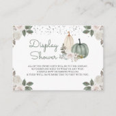 Sage Green Pumpkin Floral Herfst Display Shower Informatiekaartje (Voorkant)