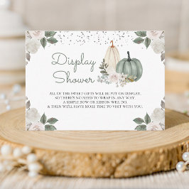 Sage Green Pumpkin Floral Herfst Display Shower Informatiekaartje