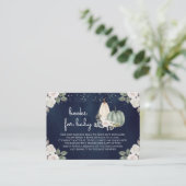 Sage Green Pumpkin Floral Herfst Navy Book Request Informatiekaartje (Staand voorkant)