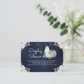 Sage Green Pumpkin Floral Herfst Navy Display Show Informatiekaartje (Staand voorkant)