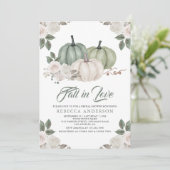 Sage Green Pumpkin Floral Herfst Vrijgezellenfeest Kaart (Staand voorkant)