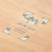 Sage Green Pumpkin Floral Wedding Sla de datum op Acryl Uitnodigingen (Laagn)
