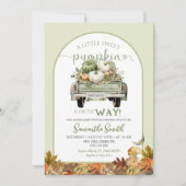 Sage Green Pumpkin Leaves Truck Baby shower Kaart (Voorkant)