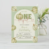 Sage Green Pumpkin Onederful 1e verjaardag Kaart (Staand voorkant)