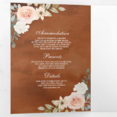 Sage Green Pumpkin Peach Floral Terracotta Wedding Drieluik Uitnodiging (Binnenzijde eerst)