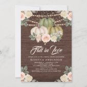 Sage Green Pumpkin Peach Floral Wood Vrijgezellenf Kaart (Voorkant)