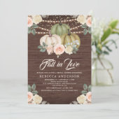 Sage Green Pumpkin Peach Floral Wood Vrijgezellenf Kaart (Staand voorkant)