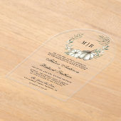 Sage Green Pumpkin Wreath Wedding Acryl Uitnodigingen (Laagn)
