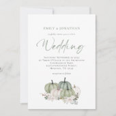 Sage Green Pumpkins Floral Wedding Kaart (Voorkant)