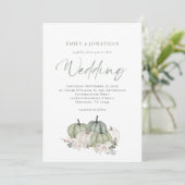 Sage Green Pumpkins Floral Wedding Kaart (Staand voorkant)