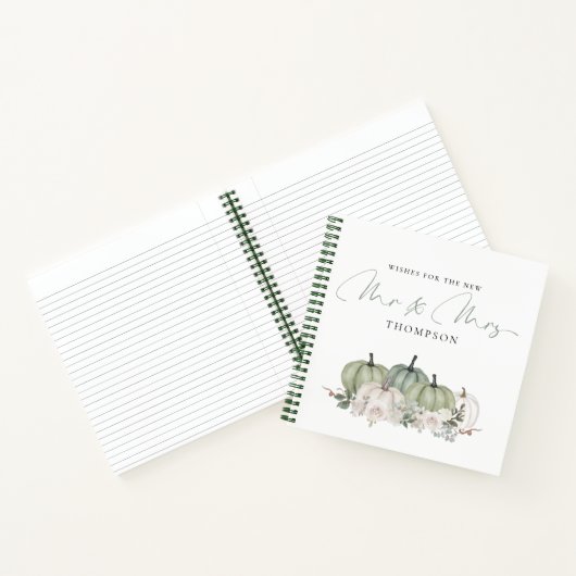 Sage Green Pumpkins wenst de heer Guest Book Notitieboek (Binnen)
