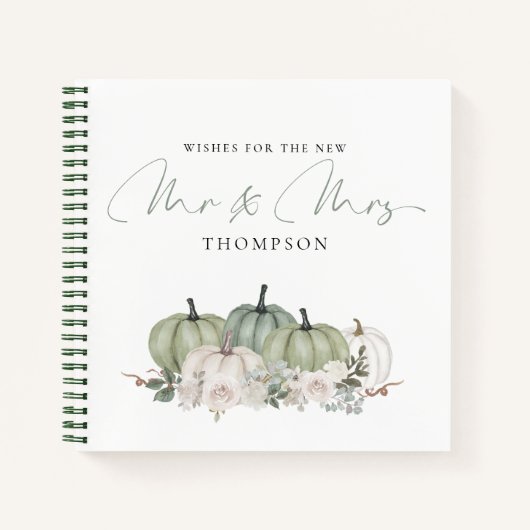 Sage Green Pumpkins wenst de heer Guest Book Notitieboek (Voorkant)