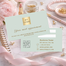 Sage green QR business logo appointment card Kortingskaartje