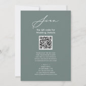 Sage Green QR Code All in One Modern Wedding Kaart (Achterkant)