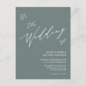Sage Green QR Code All in One Modern Wedding Uitnodiging Briefkaart (Voorkant)