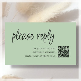 Sage Green | QR-code | Bruiloft RSVP Informatiekaartje