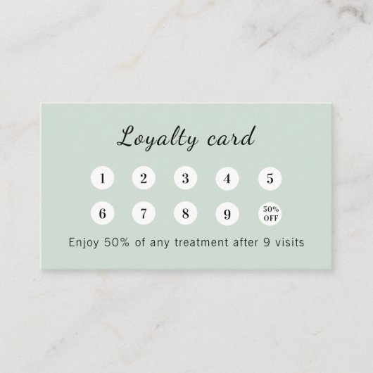 Sage green qr code business logo klantenkaartje (Voorkant)