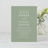 Sage Green QR Code Elegante Fotobruiloft Kaart (Staand voorkant)