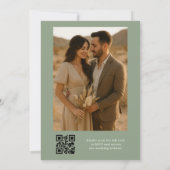 Sage Green QR Code Elegante Fotobruiloft Kaart (Achterkant)