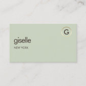 Sage Green QR Code Faux Gold Folie Monogram Visitekaartje (Voorkant)