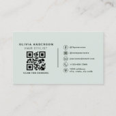 Sage Green QR Code Hair Stylist Modern Visitekaartje (Achterkant)
