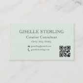 Sage Green QR-code Minimale professionele foto Visitekaartje (Voorkant)