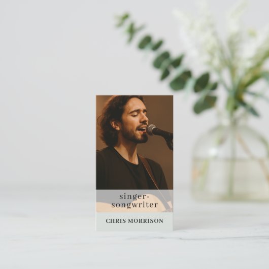 Sage Green QR Code Musician Business Card Visitekaartje (Staand voorkant)