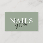 Sage Green QR Code Nail Specialist Artiest Visitekaartje (Voorkant)