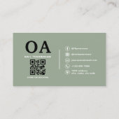 Sage Green QR Code Nail Specialist Artiest Visitekaartje (Achterkant)