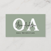 Sage Green QR Code Nail Specialist Artiest Visitekaartje (Voorkant)
