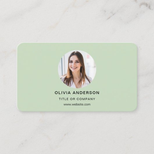 Sage Green QR Code Photo Visitekaartje (Voorkant)