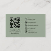Sage Green QR Code Professioneel Bedrijf Logo Visitekaartje (Voorkant)