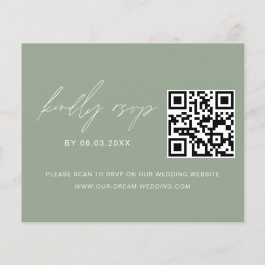 Sage Green QR Code RSVP Foto bruiloft website (Voorkant)